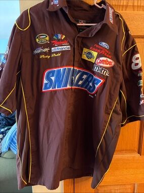 Snickers Racing #88 Ricky Rudd Snapped Short Sleeve Shirt S-XL W/Sponsored Logos